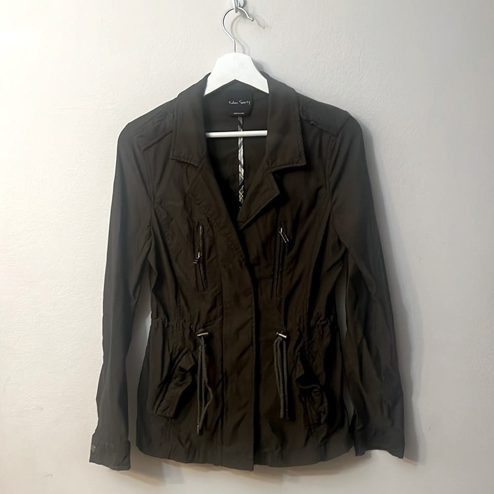 Eden Society green utility jacket size S zipper and snap buttons